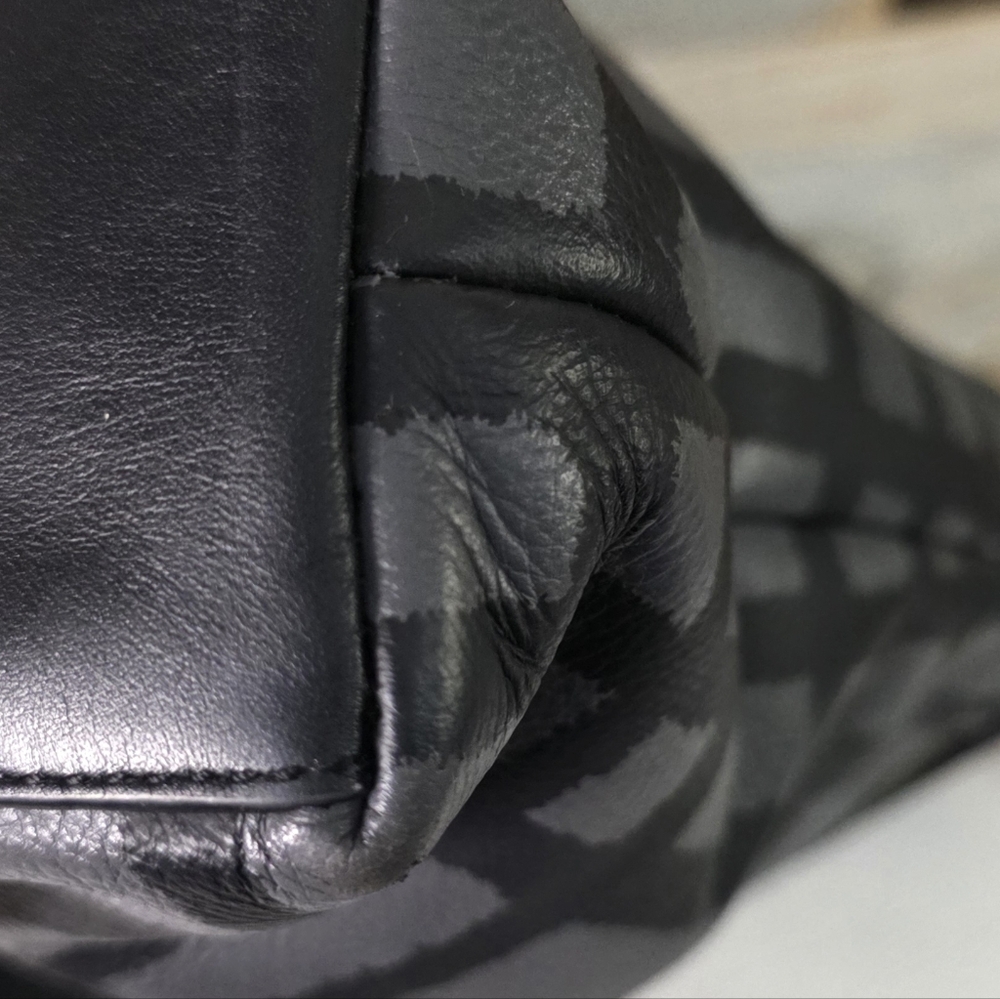 Coach Black Plaid Leather & Canvas Tote - Picture 8 of 16